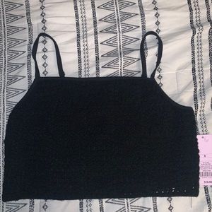 New! Small Wild Fable Black Crocheted Crop Top